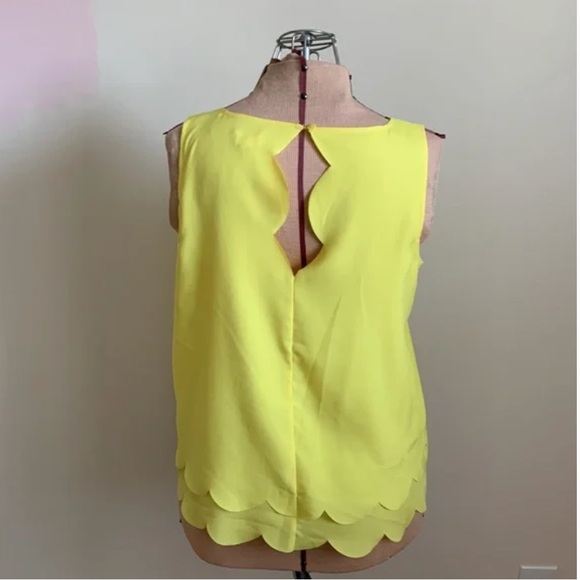 Maison Jules Shirt Womens XL Yellow Lightweight Scallop Tank Top - Picture 4 of 5